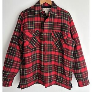 Trails End Quilted Flannel Shirt Jacket Mens M Red Plaid Insulate Lined Workwear
